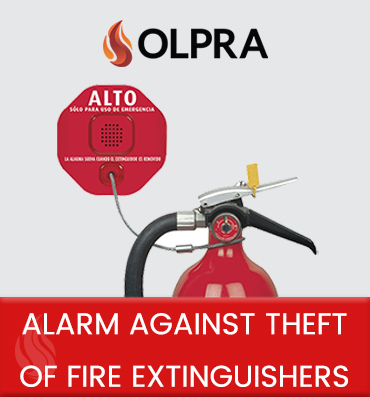 Alarm against theft of fire extinguisher