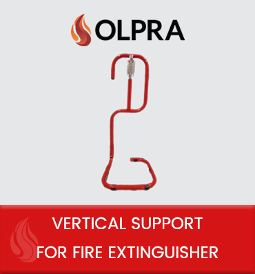 Vertical support for fire extinguisher